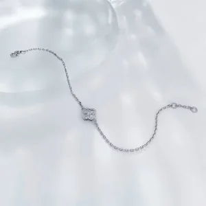 Classic Vintage Four Leaf Clover Bracelet Pt950 Platinum Lab Grown Diamond Designer Tennis Bracelet for Women