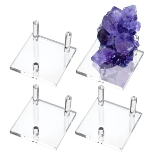 Clear Acrylic Display Stand Three Peg Display Easel Stands for Fossil Coral Geodes Rock Mineral Agate Small Collectibles