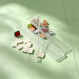 Clear Acrylic Mahjong Rack Travel Portable 4pcs set CNC Grooves Travel Mahjong Gameplay Rack with Custom Logo