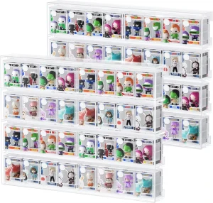Clear Acrylic Modern Four Tier Display Stand Wall Mount Stackable Collectible Organizer Dustproof Toy Figure Storage Shelf