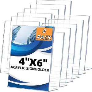 Clear Acrylic Sign Holder Horizontal Double Sided T Shape Table Menu Display Stand Flyer Holder for Hotel Restaurant Tabletop