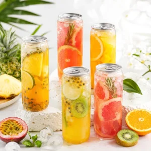 Clear PET Beverage Cans with Aluminum Lids Custom Logo Labels for Milk Tea Cola Soda Juice Packaging