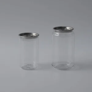Clear PET Pull Tab Can Bottle 3 Cap Types Custom Drink Packaging Container