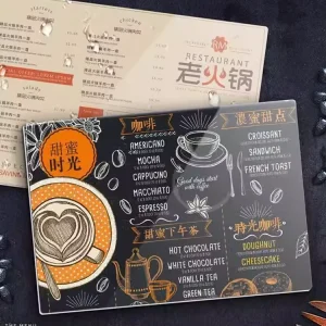 Coated Paper Pvc Double Sided Print Design Wine Drinks Hotel Restaurant Folded Brochure Poster Recipe Book Flyer Custom Menu