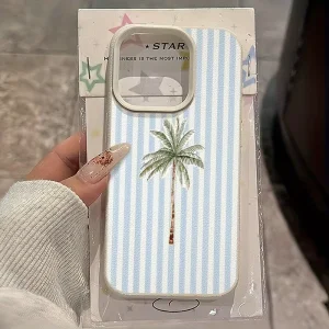 Coconut Tree TPU Mobile Phone Case Coque Leather Funda Shell Back Cover for iPhone 16 15 17 Air 18 Pro Max