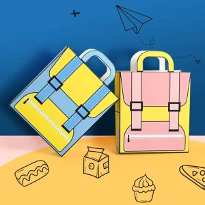 Color Cartoon Packaging Tote Bag Schoolbag Shape Baking Bag Children’s Birthday Gift Candy Biscuit Tote Bag