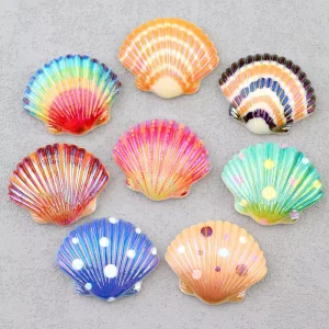 Colored Sea Shell Design Resin Flat Embellishments for DIY Projects
