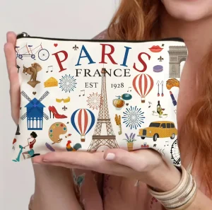Colorful Printed Canvas Zipper Bag Portable Storage Bag for ID Cards and Passports Women’s Toiletry Sotrage Bag