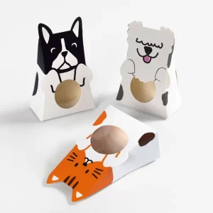Colorful Rabbit Cute and Adorable Cat Gift Box Hollowed out Visible Candies Cookies Folding Paper Box