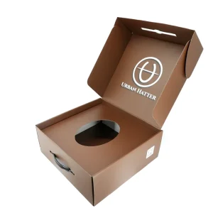 Colorful Recyclable Corrugated Mailing Hat Boxes Handle Glossy Matt Lamination Embossing UV Customizable Boxes for Hat Packaging