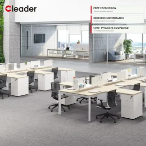 Commercial 8 Seat Back to Back Desk Clustered Workstation Square Steel Frame Fabric Screen OEM ODM