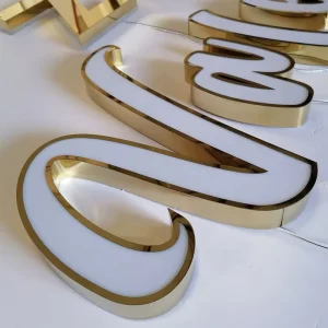 Commercial Building Outdoor Shopfront Business Signs Custom Gold Color LED Store Sign