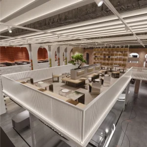 Commercial Grade Fast Food Restaurant Furniture Set Modern Custom Leather Booth Seating & Dining Area Interior Design Project