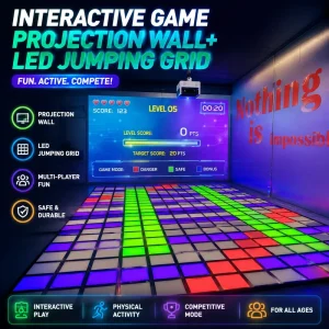Commercial Interactive Projection Wall and LED Jumping Grid Floor Interactive Motion Sensor System for Indoor Playground FEC