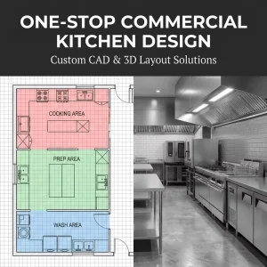 Commercial Kitchen Design Service 3D CAD Layout Floor Plan Restaurant Catering Project