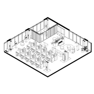 Commercial Office Auditorium Interior 3D Rendering Office Decor Construction Solution Turnkey Design Service