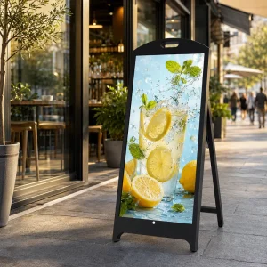 Commercial P2.5 Outdoor LED Screen IP65 Weatherproof Sunlight Readable Standalone Floor Stand Digital Signage Poster Board