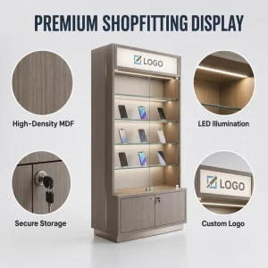 Commercial Showcase Display Cabinet Solid Wood Combined Exhibition Case Custom for Mobile Stores Ready Stock