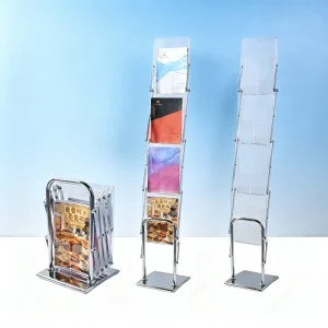 Compact Portable Brochure Stand 4 Slot Design Ideal for Booths Conferences and Promotions portable display stand