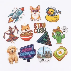 Company Design Logo Self Adhesive Waterproof Label Cartoon Vinyl Sticker Custom Printing Die Cut Stickers