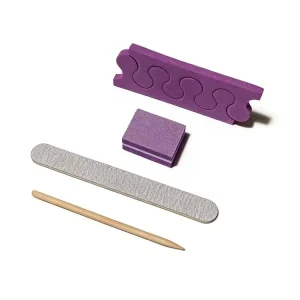 Complete Mini Nail Care Kit Professional Disposable Manicure Pedicure Kit Nail File Buffer Toe Separator Wood Stick
