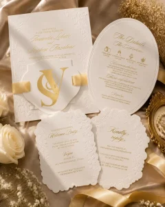 Complete Wedding Invitation Suite Personalized Style Color Cardboard Letterpress Printed Embossed for Event Companies