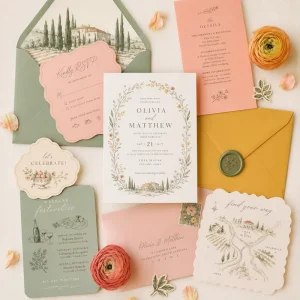 Complete Wedding Invitation Suite Personalized Style Color Cardboard Letterpress Printed Embossed for Event Companies