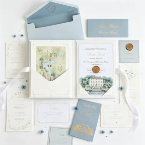 Complete Wedding Invitation Suite Personalized Style Color Cardboard Letterpress Printed Embossed for Event Companies