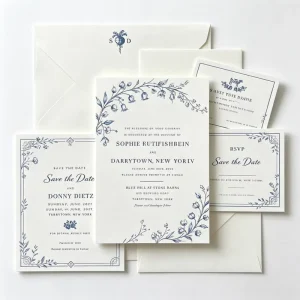 Complete Wedding Invitation Suite Personalized Style Color Cardboard Letterpress Printed Embossed for Event Companies
