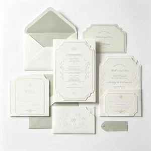 Complete Wedding Invitation Suite Personalized Style Color Cardboard Letterpress Printed Embossed for Event Companies