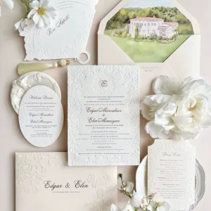 Complete Wedding Invitation Suite Personalized Style Color Cardboard Letterpress Printed Embossed for Event Companies