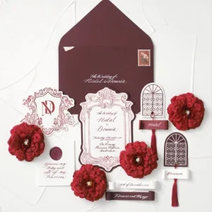 Complete Wedding Invitation Suite Personalized Style Color Cardboard Letterpress Printed Embossed for Event Companies
