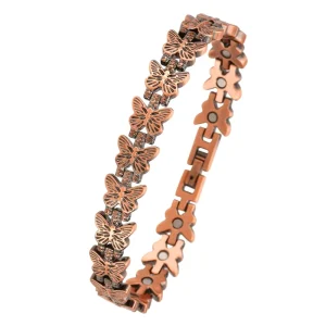 Copper Magnetic Bracelet Butterfly Link Embossed Magnet Health Pain Relief Jewelry Men Women Custom OEM