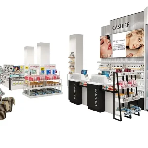 Cosmetic Brand Retail Superstores Fitting Design Floor Wall Fixtures Layout Plan Professional 3D Store Modeling Eco Friendly