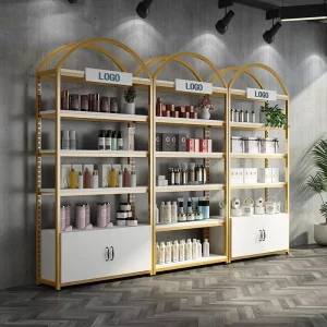 Cosmetic Showcase Fancy Makeup Shelf Display Luxury Perfume Custom Logo Display Makeup Display Stand Retail Cabinet