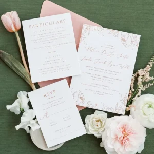 Cotton Paper Letterpress Invitation Set Debossed Wedding Invitations Modern Invite