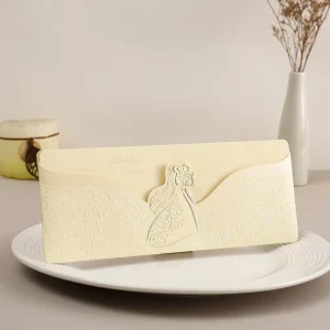 Cream Embossed Letterpress Hot Stamping Wedding Invitation Envelope Set Romantic Bride Groom Design Luxury Paper Wedding Party