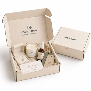 Cream White Foil Stamping Mailer Box E-Flute Corrugated Cardboard Mailer Box