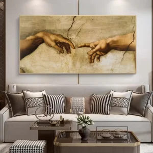 Creation Adam Michelangelo Wall Art Posters Hand Pictures Famous Art Prints Classic Painting Polyester Canvas Waterproof