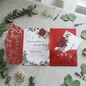 Creative Cardboard Minimalist Modern Paper Cut Wedding Graduation Invitation Greeting Card Laser Engraved Hollow out 3D Pop Up