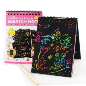 Creative Cartoon Color Hand Drawn Scratch off Paper Book Children’s DIY Gradient Color Hand Drawn Scratch Art Paper Set
