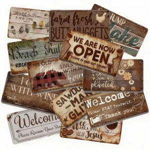 Creative Custom Retro Metal Logo UV Printed Plaque 14x20cm Home Decor Advertising
