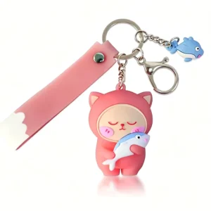 Creative Decorative Soft PVC Cartoon 3D Animal Character Eco-Friendly Lightweight Promotional Keychain with Custom Logo
