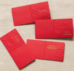 Creative Design Rose Vintage Simple Style Red Embossing Cardboard Greeting Card Thanksgiving Day Foldout Thank You Card