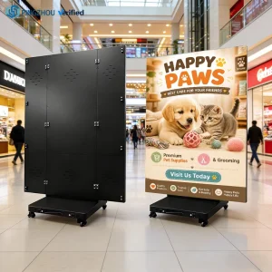 Creative Foldable LED Poster Screen P2.5 Tri fold Digital Signage Movable Portable Advertising Board for Hotel Lobby Stage Decor