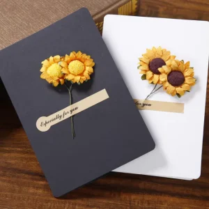 Creative General Holiday Greetings Little Cards Black and White Cardboard with Dried Flower