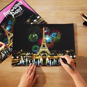 Creative Gift City View Engraving Sketch Art Pad DIY Scratchboard Rainbow Scratch Art Painting