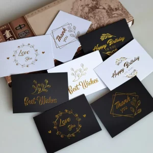 Creative Mini Wedding Thank You Greeting Card Business Card Message Gold Stamped Fresh Flower Design Specialty Paper Four color