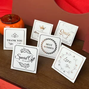 Creative Mini Wedding Thank You Greeting Card with Gold Stamped Decorative Design for Gift Box