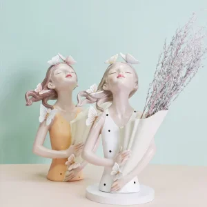 Creative Modern Simplicity Butterfly Girl Bouquet Resin Flower Pot Vase Dried Flower Handicraft Wedding Luxurious Soft Home